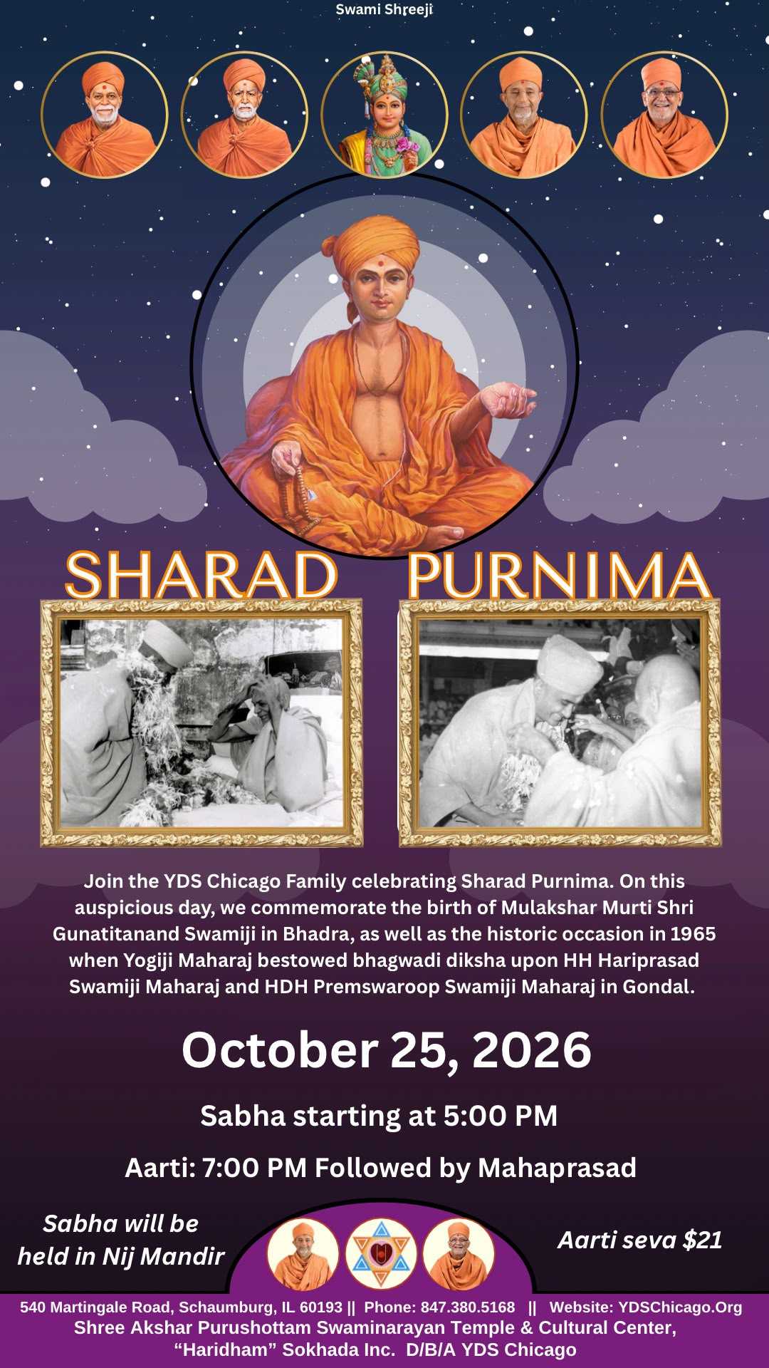 Sharad Purnima - October 25, 2026